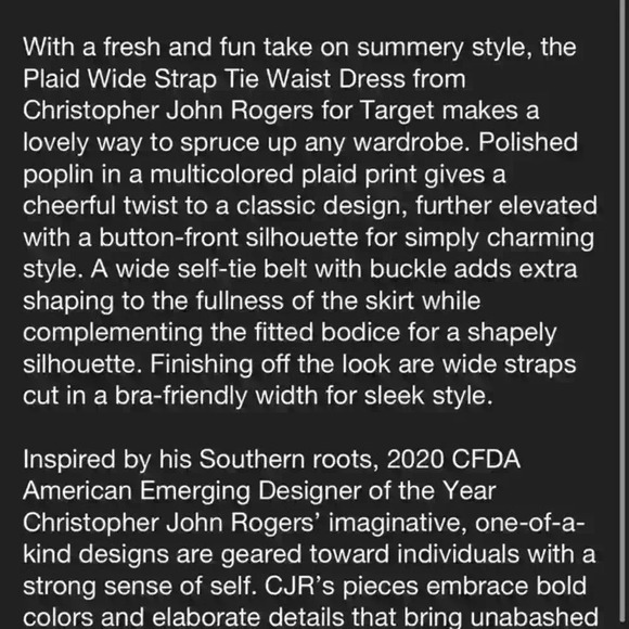 Christopher John Rogers x Target Plaid Wide Strap Tie Waist Dress Size 0 NWT - Picture 5 of 6